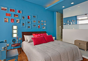 卧室蓝色背景墙效果图