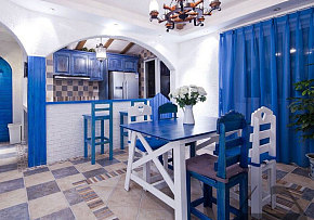 地中海风格蓝色格调餐厅设计
