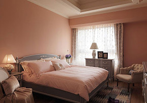 粉嫩色系美式卧室设计图片