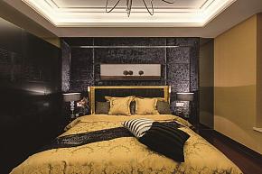 新古典复式风卧室黑色背景墙图片