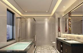 136平新中式风格家装浴室效果图
