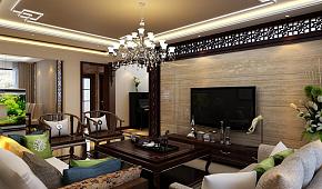 中式古典风格客厅水晶灯效果图