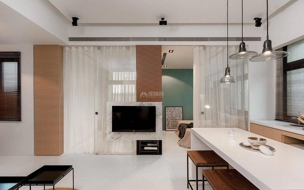 现代简约单身公寓电视墙设计效果图