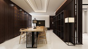 中式木作体验展厅收纳柜设计效果图