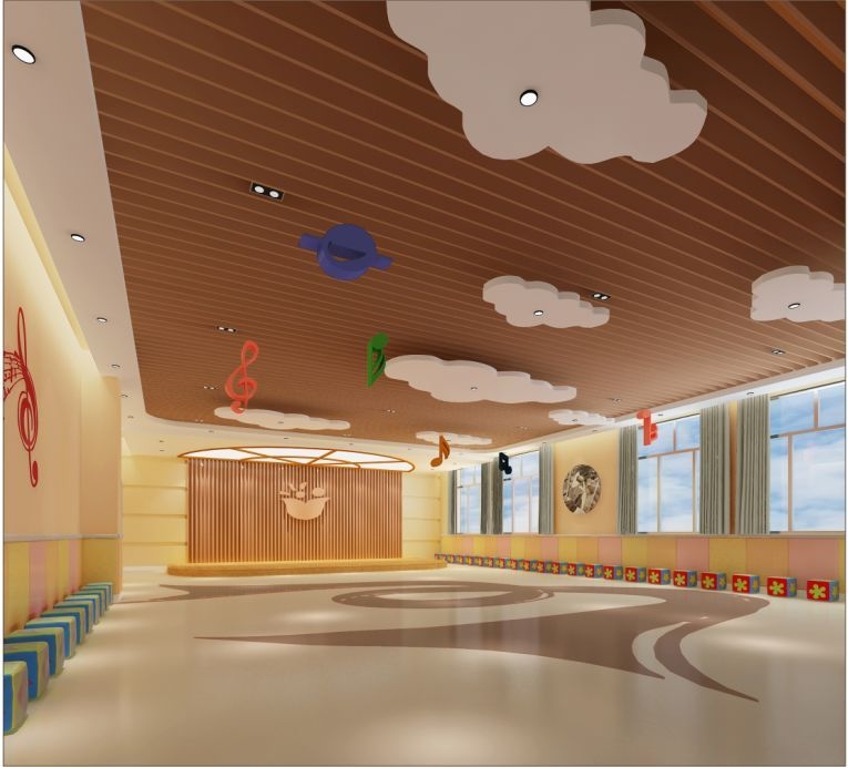 免费设计与报价教育机构棕色(原木色)星光幼儿园吊顶装修效果图免费