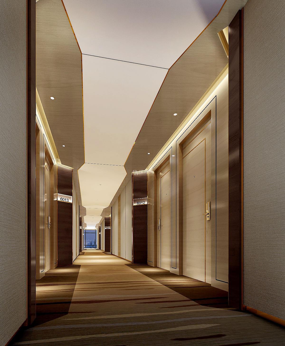 郑州温泉酒店装修设计-房间走廊