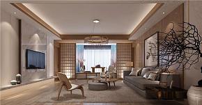 日式小清新四居室客厅整体装修效果图