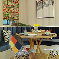 美式现代两居室餐厅沙发卡座效果图