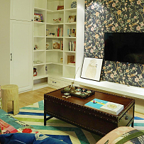 美式现代两居室书房墙纸效果图