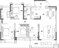 139㎡现代中式风格平面效果图