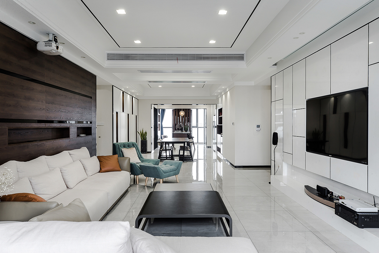 230平米舒适现代四居客厅电视墙效果图