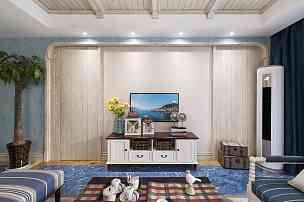 280平地中海别墅客厅电视墙设计效果图