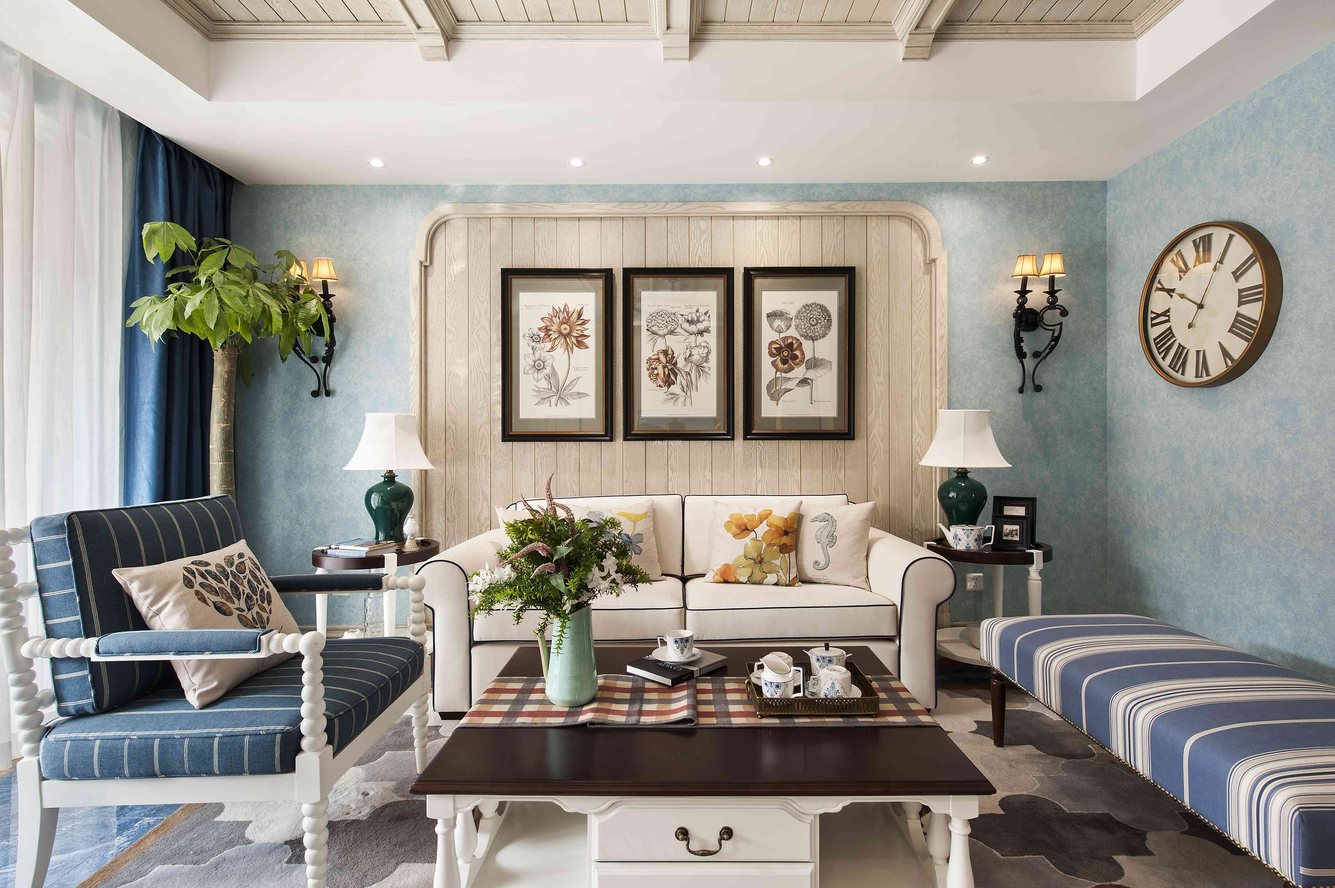 130平方现代风格客厅沙发摆放效果图一览_别墅设计图