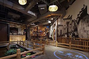 徽宴楼中餐厅走廊墙壁装饰效果图