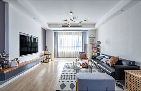135平北欧现代三居客厅沙发布置效果图