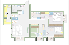 现代简约三居室户型图
