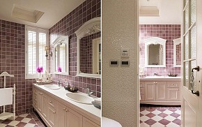卫生间紫色复古砖搭配效果图