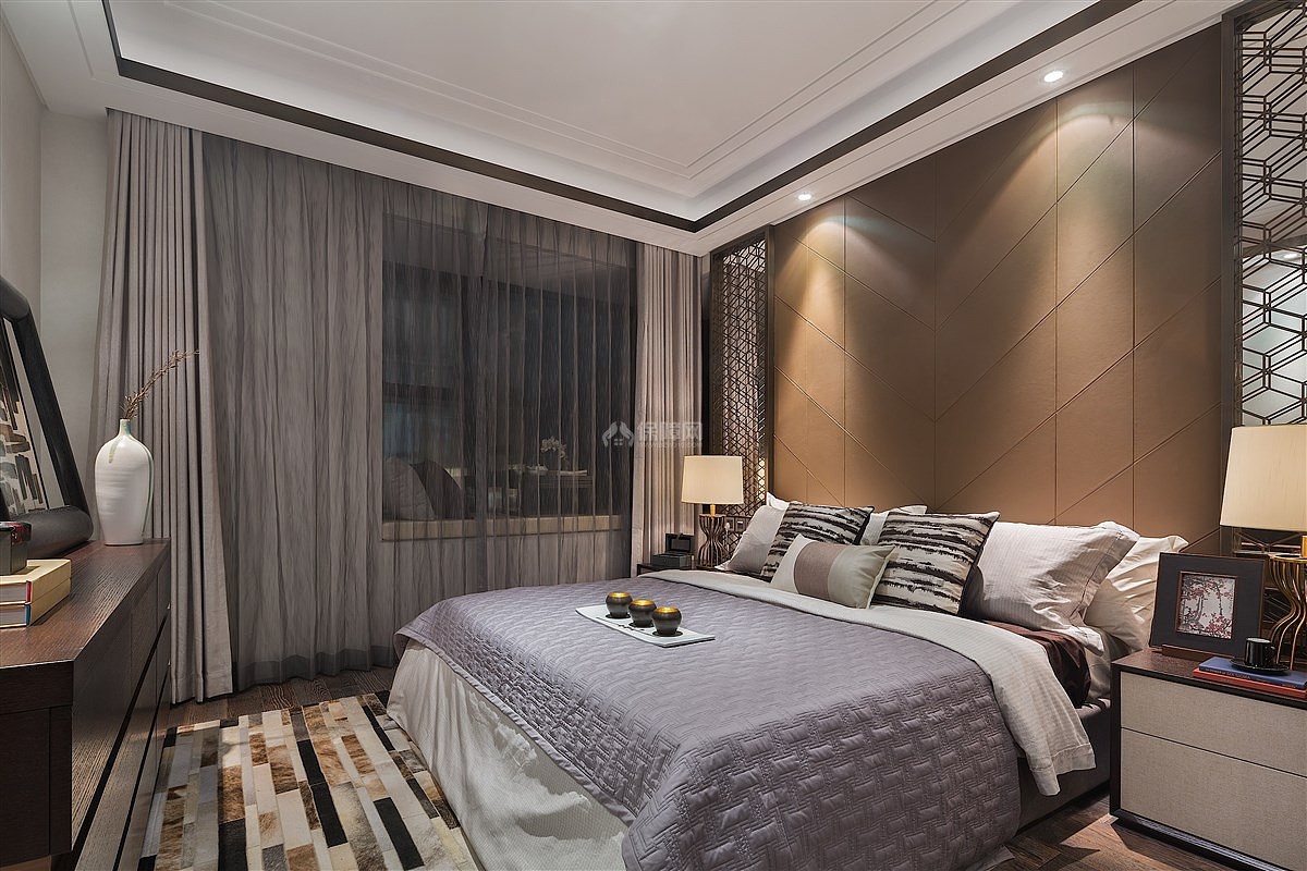 新中式风格设计卧室背景墙效果图