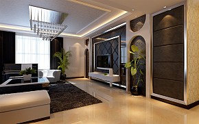 109平现代美式风格客厅装饰设计