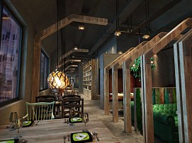 在这里BBQ烤肉店效果图案例一