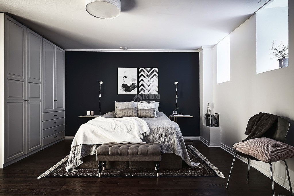 黑白灰现代公寓卧室装饰设计