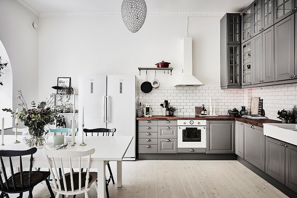 黑白灰现代公寓厨房效果图