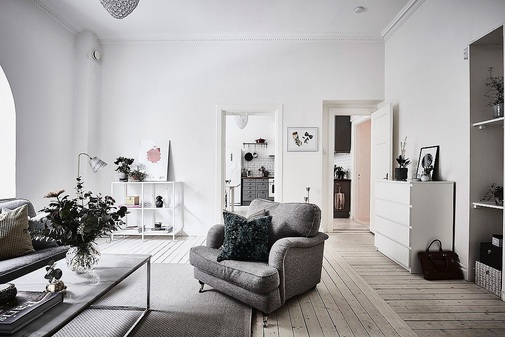 黑白灰现代公寓客厅沙发效果图