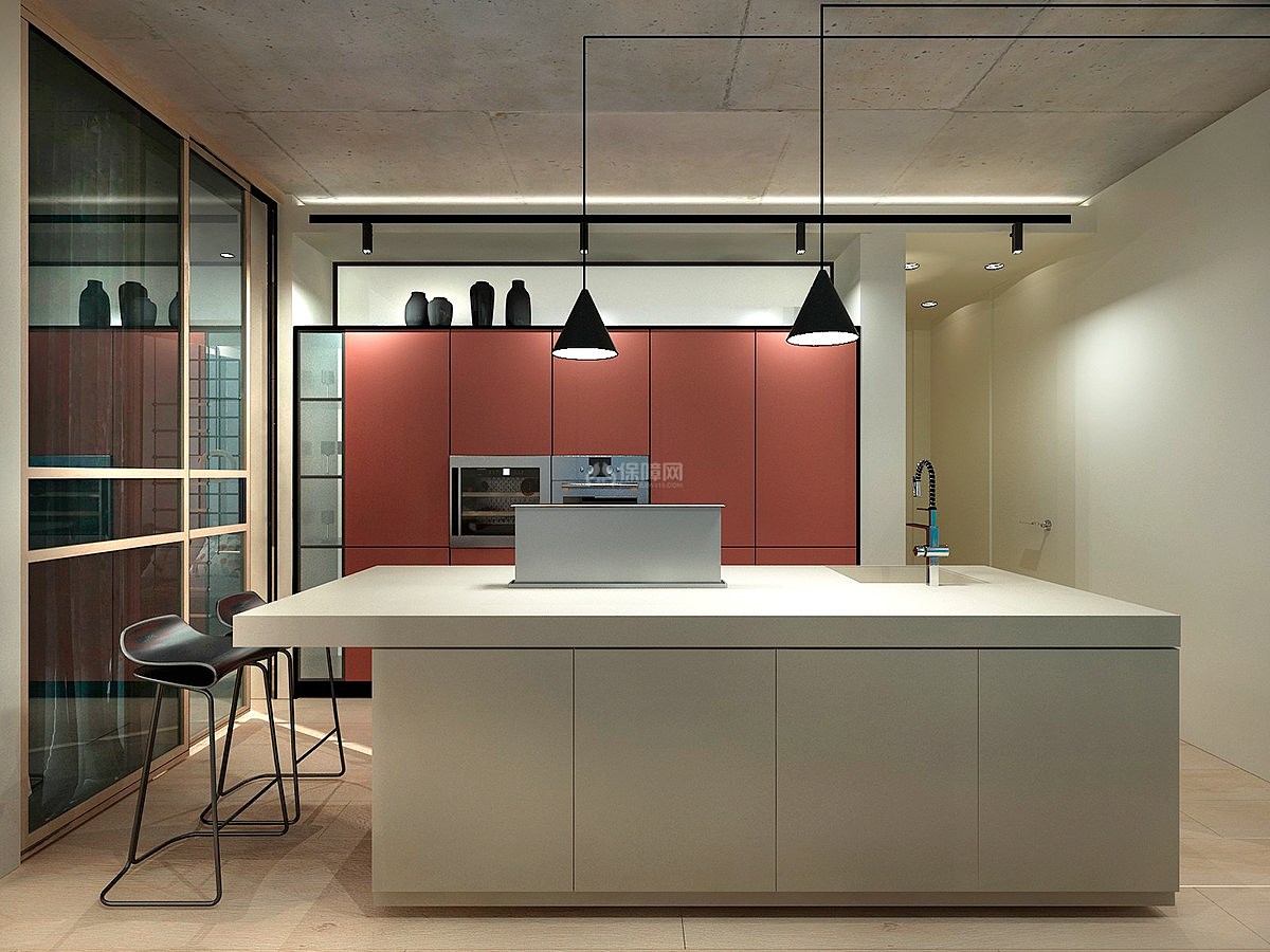 78平现代温馨公寓厨房吊灯设计
