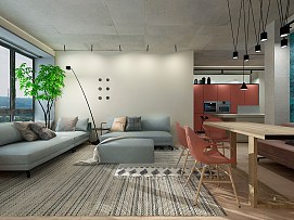 78平现代温馨公寓客厅效果图