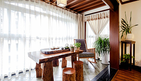 新中式三居室阳台桌椅装饰