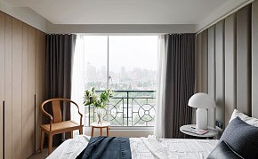 93平现代舒适卧室阳台效果图