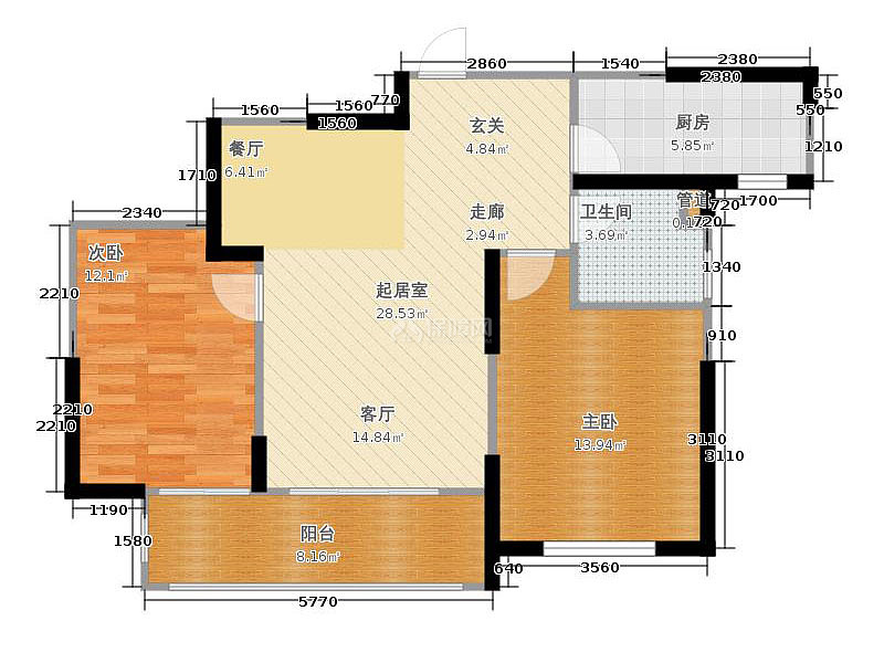 雅致简约两居室装修效果图之户型设计图