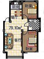 79平北歐簡(jiǎn)約兩居室設(shè)計(jì)之戶型設(shè)計(jì)圖