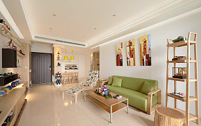 北欧简约自然86平两居设计之客厅沙发