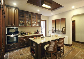 休闲大气美式三居室开放式厨房设计