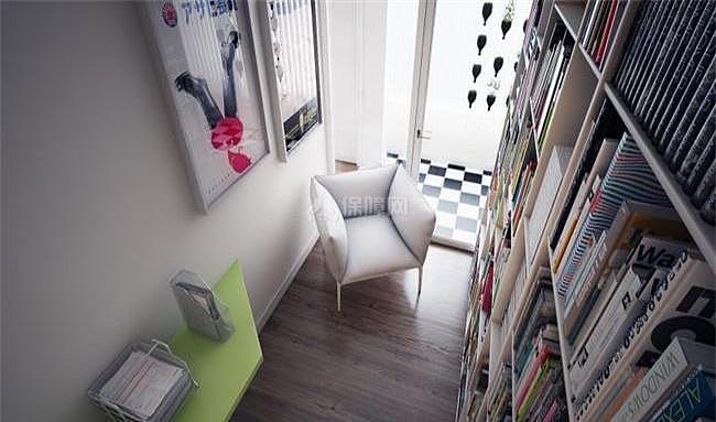 创意十足单身公寓效果图之书房书架