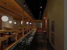 松子料理日式餐廳效果圖賞析