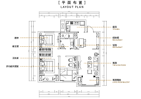 89㎡现代简约三居平面设计图