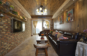 两居室美式乡村风格客厅整体设计效果图