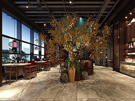 辣都麻府火鍋店大廳裝飾效果圖