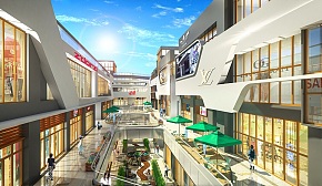 成都商业街购物大楼楼上俯瞰效果图