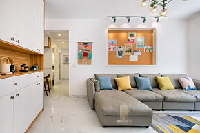 现代简约四居室客厅墙面装饰效果图