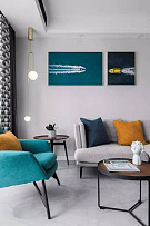 84㎡现代简约两居之沙发背景墙装饰画效果图