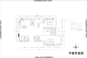 118㎡简约现代三居之平面布置图