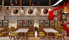新风格水饺店面之就餐出座位布置效果图