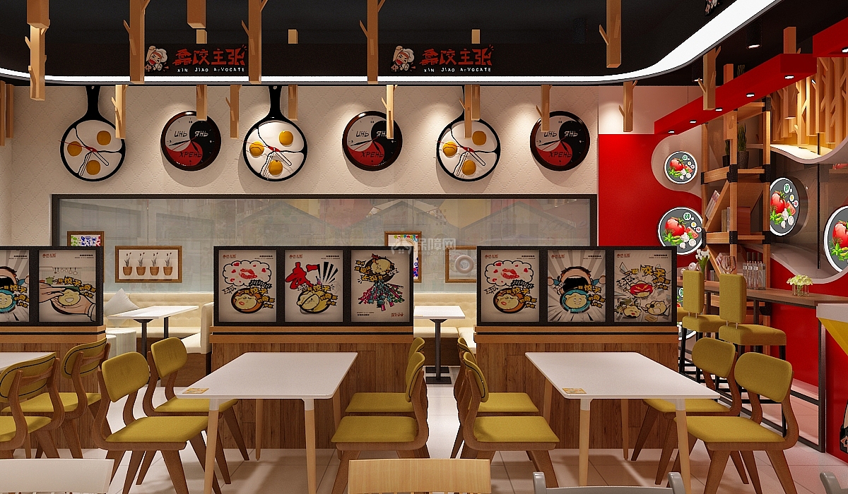 新风格水饺店面之就餐出座位布置效果图