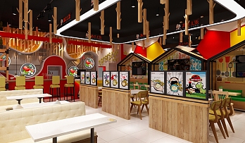 新风格水饺店面之就餐出吊顶设计效果图