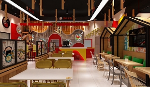 新风格水饺店面之收银台设计效果图