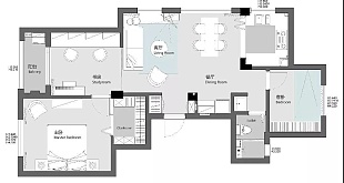 89㎡北欧风两居户型图