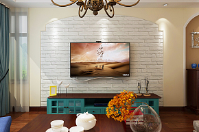 126㎡时尚美式三居之电视墙装潢设计效果图